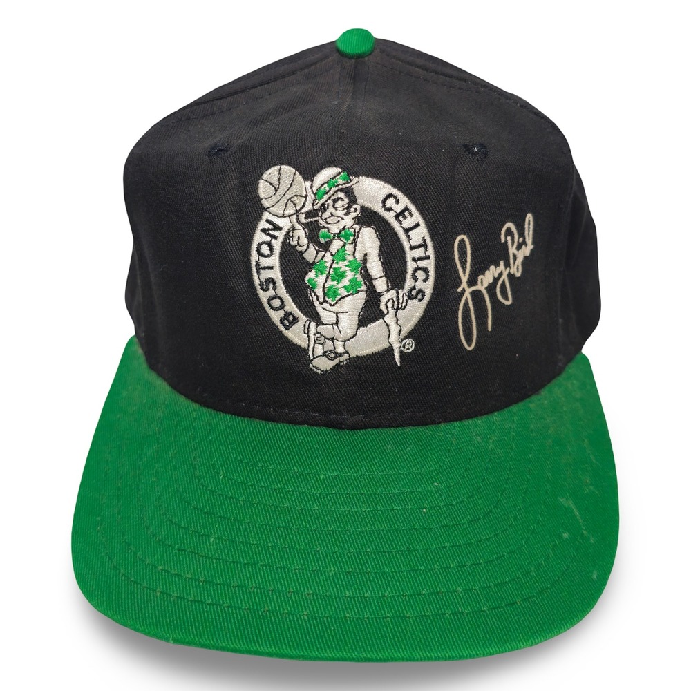 AJD Boston Celtics Larry Bird Snapback Hat Mens OSFM Black Green